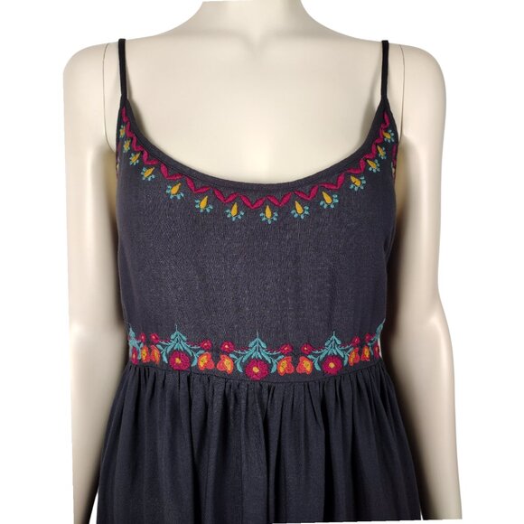 Natural Life Blue Embroidered Relaxed Fit Mini Spaghetti Strap Dress Size S - Picture 7 of 12